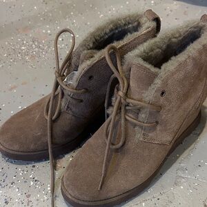UGG Brown Suede Ankle Wedge Boots